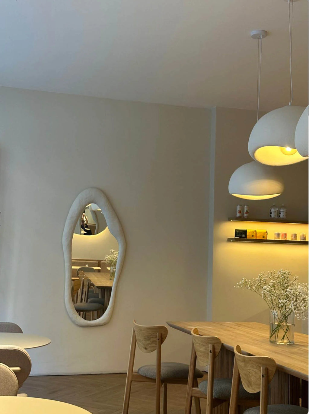 Miroir Amorphe - Longueur totale - Couleurs : Blanc ou Noir