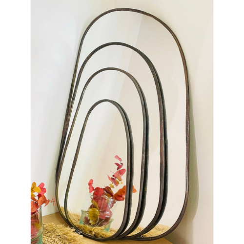 Miroir Trapèze Noir en Laiton