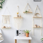Etagère suspendue double en bois ~ DOBBLE