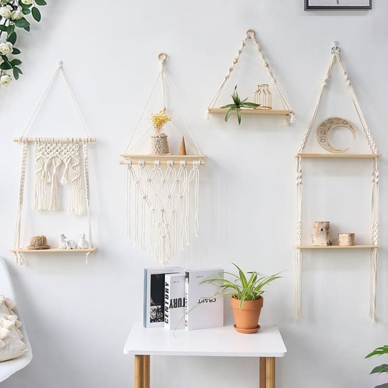 Etagère suspendue double en bois ~ DOBBLE