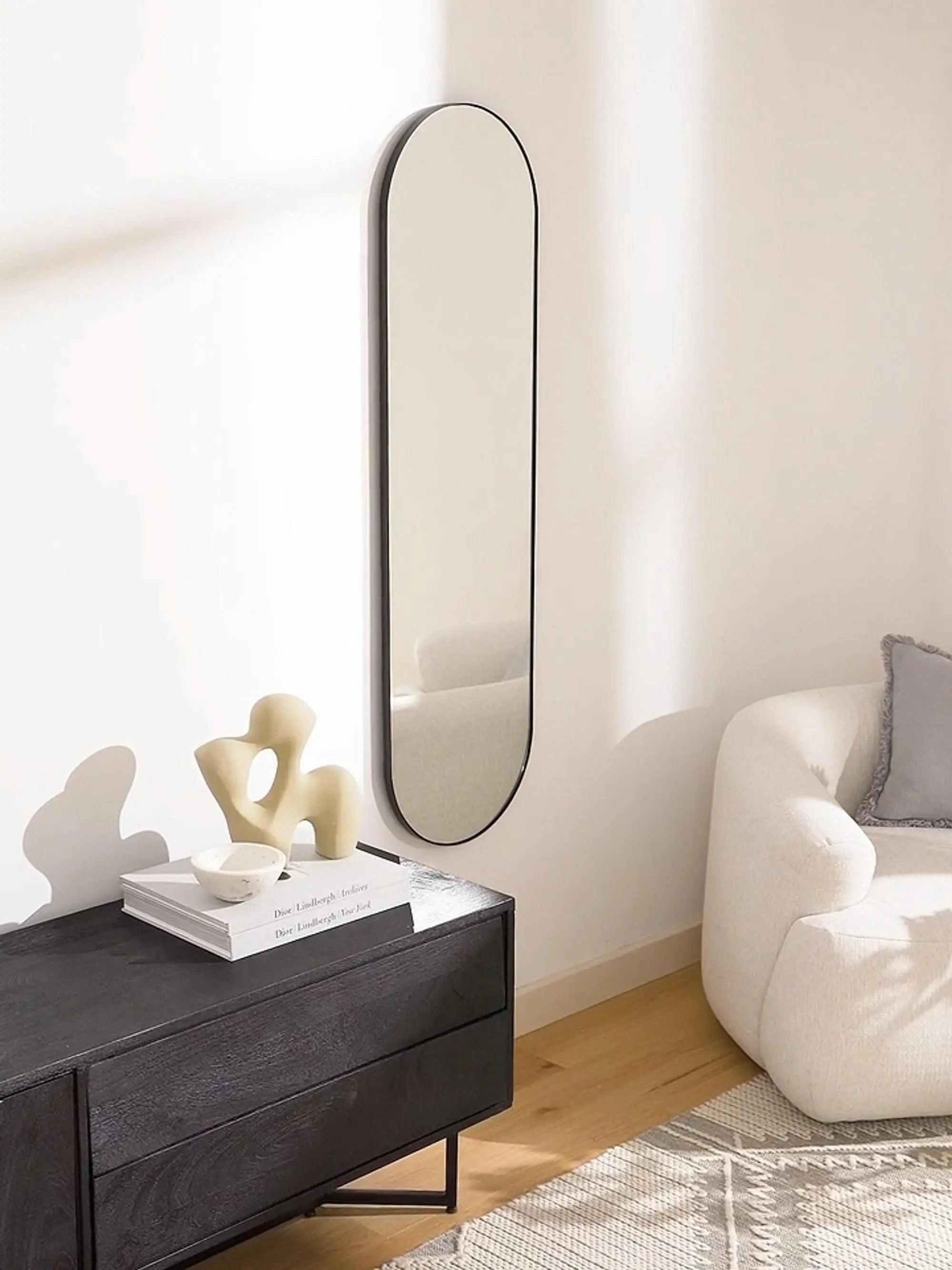 Miroir Mural Ovale Noir